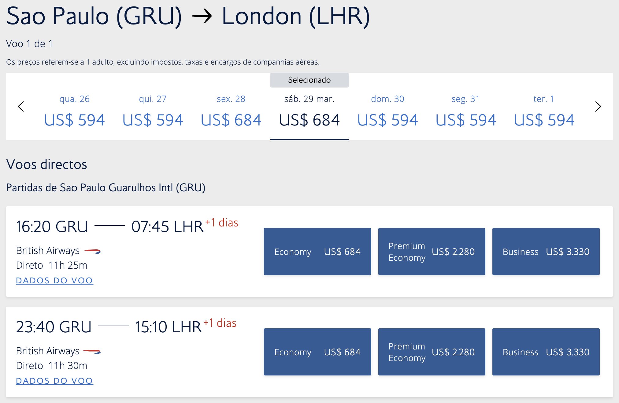 São Paulo British Airways 