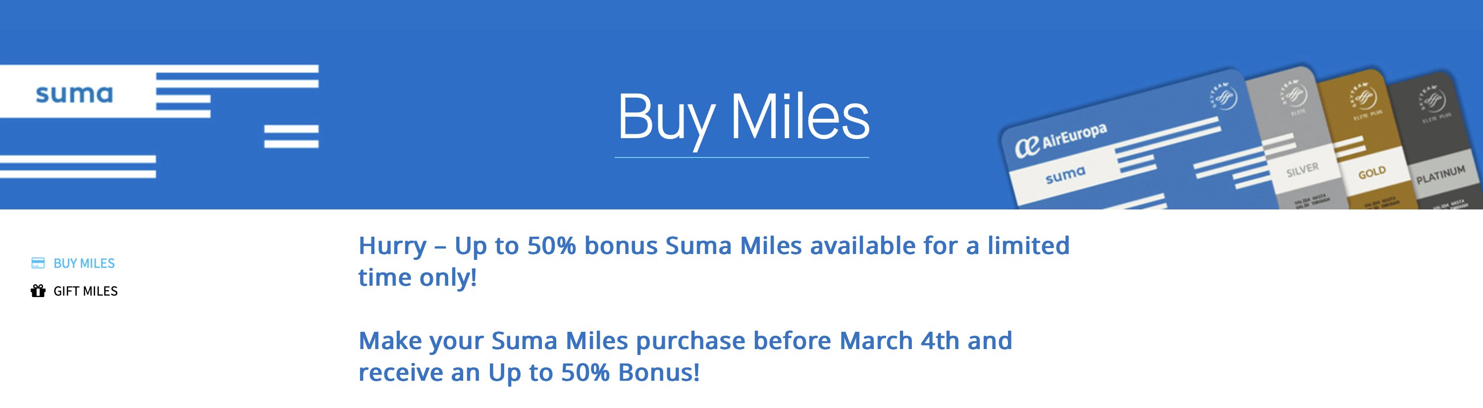 SUMA compra milhas