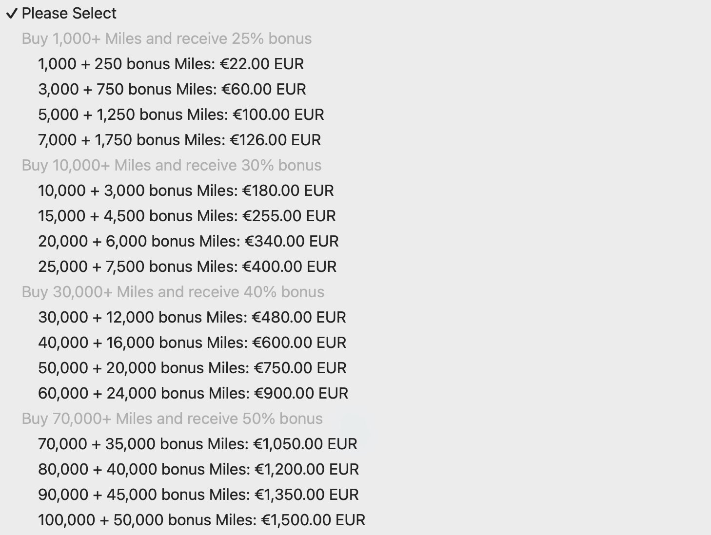 SUMA compra milhas