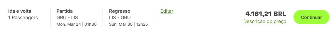 TAP voos ida e volta