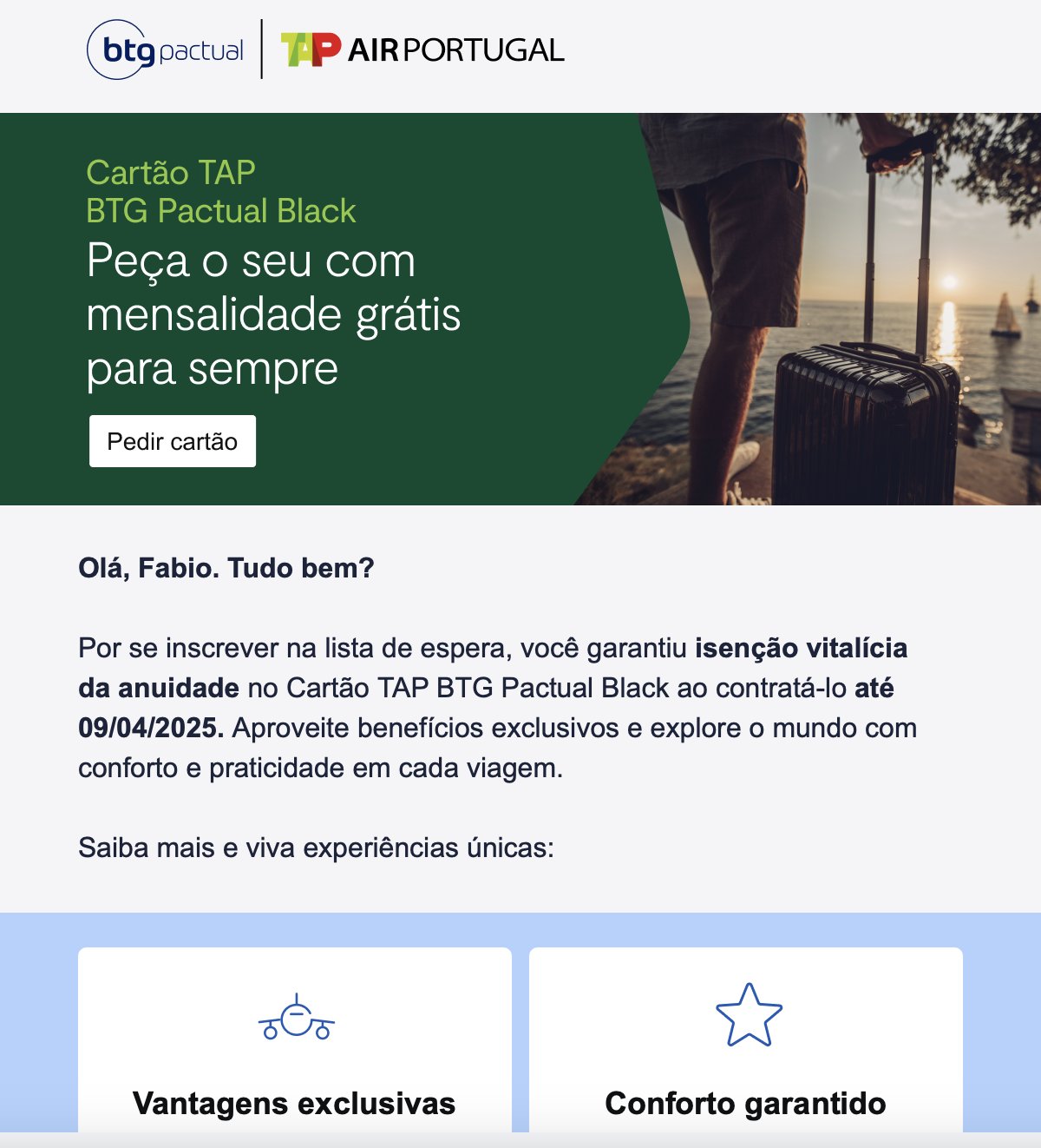 TAP isenção anuidade