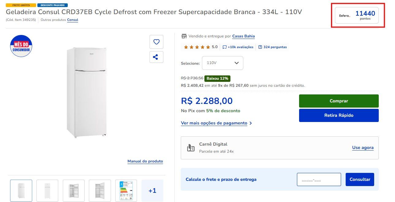 Esfera Pontos Casas Bahia