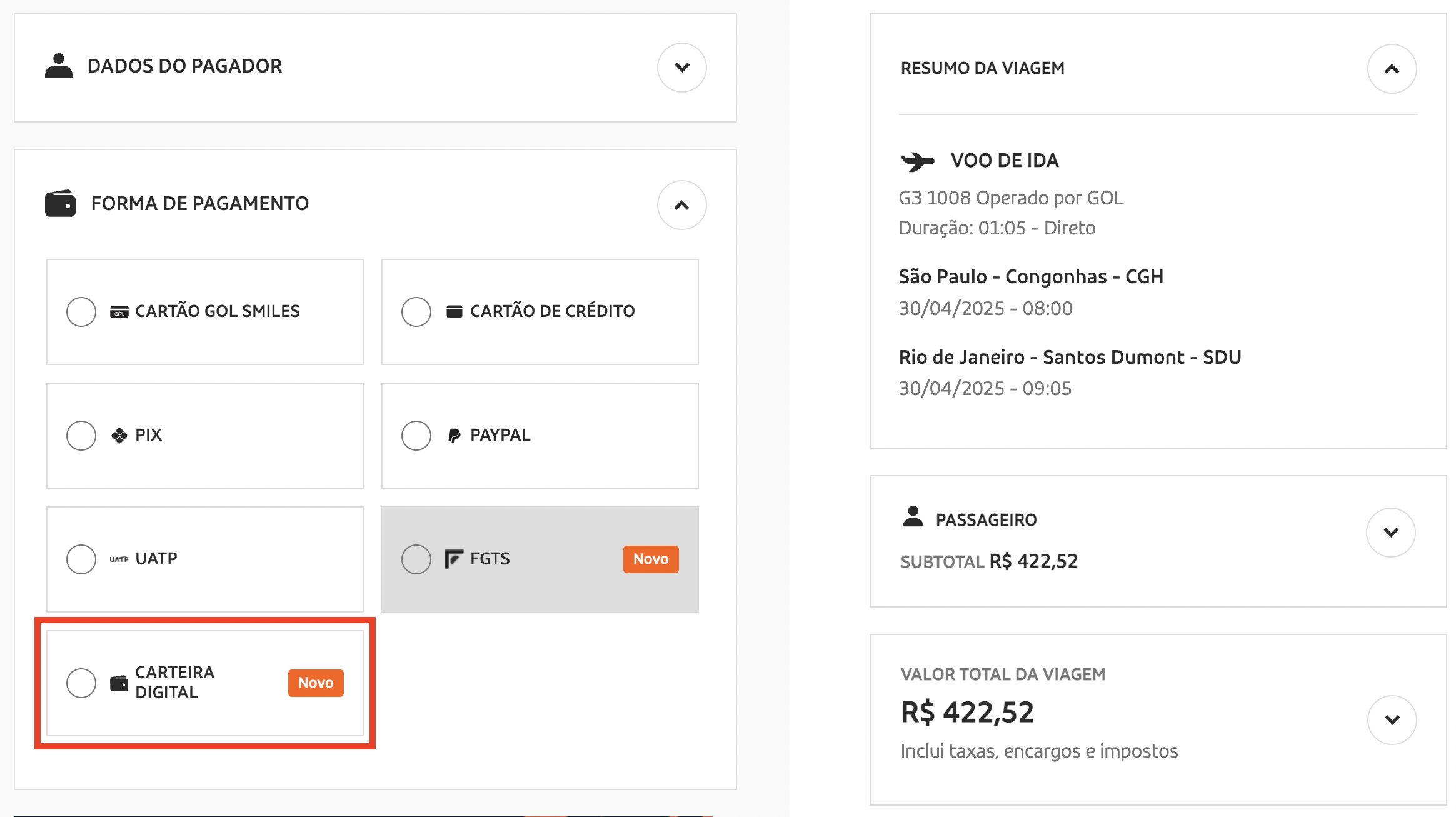 GOL Apple Pay Google Pay
