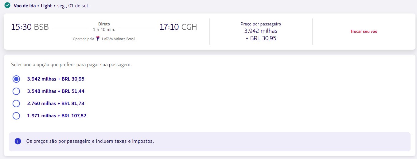 LATAM Passagens milhas