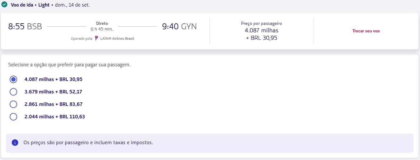 LATAM Passagens milhas