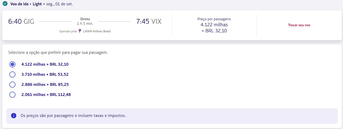 LATAM Passagens milhas