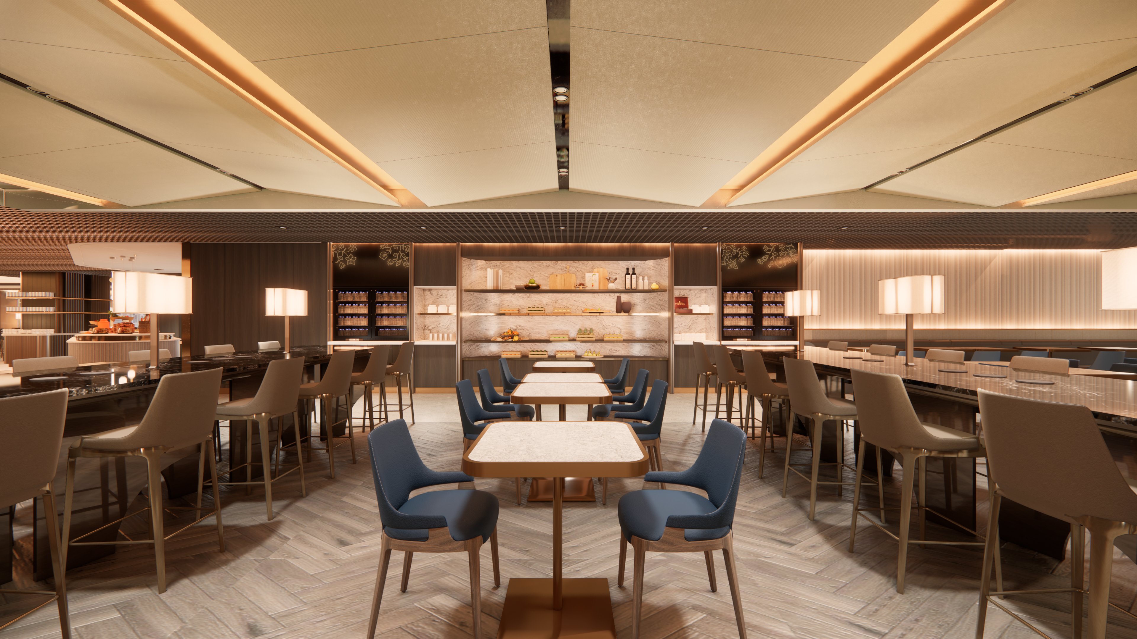Projeto do novo SilverKris Business Lounge da Singapore Airlines no Terminal 2.