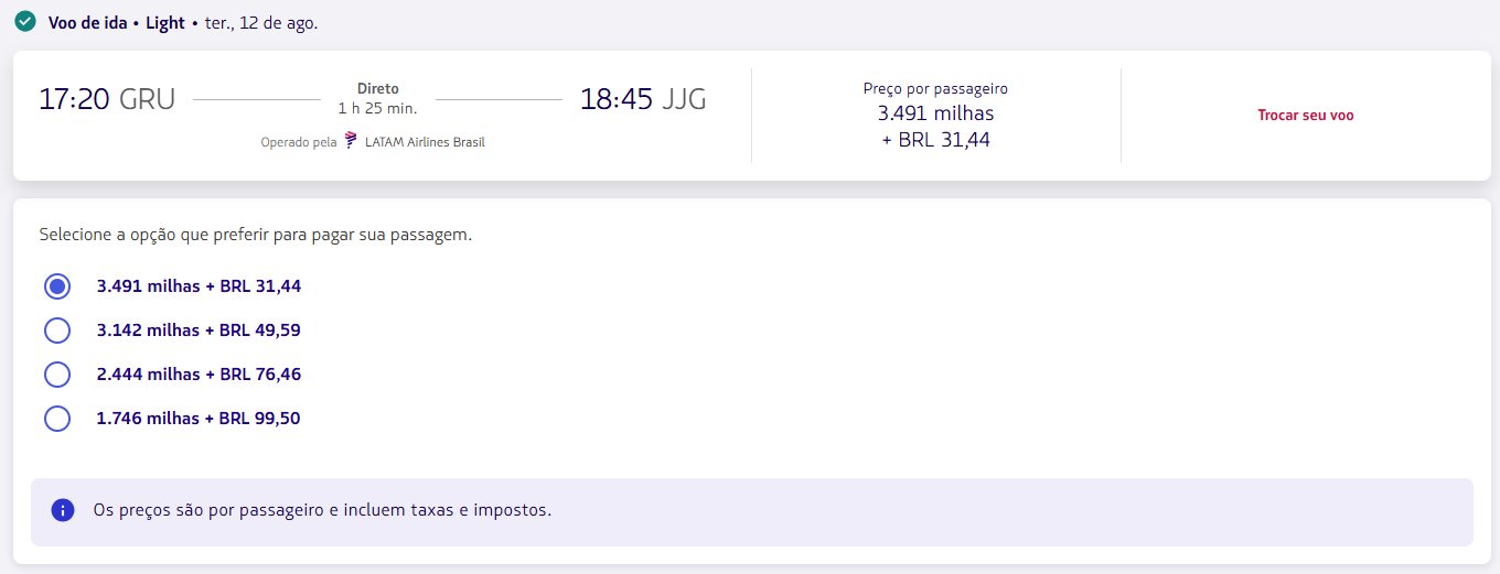 Passagens LATAM milhas