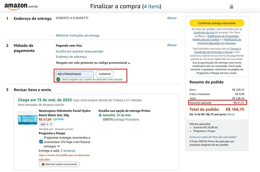 Amazon desconto Neutrogena