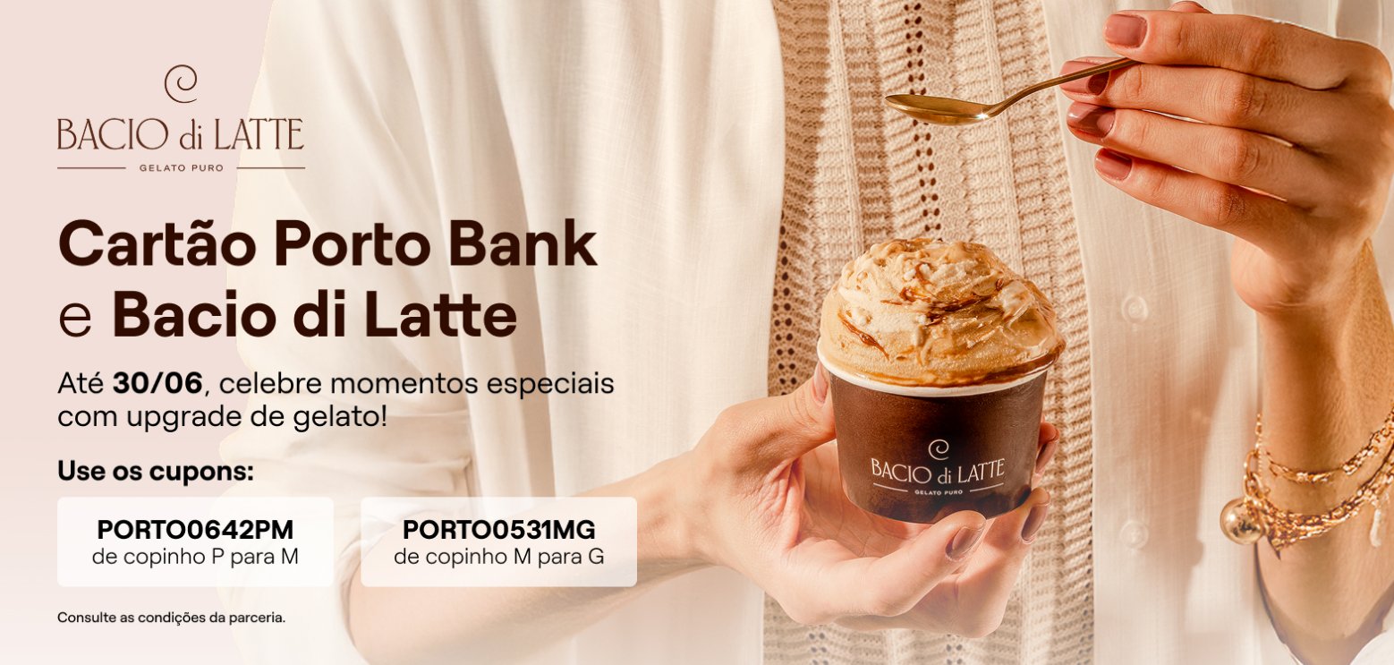 Gelato com upgrade! Porto Bank oferece benefício exclusivo na Bacio di Latte