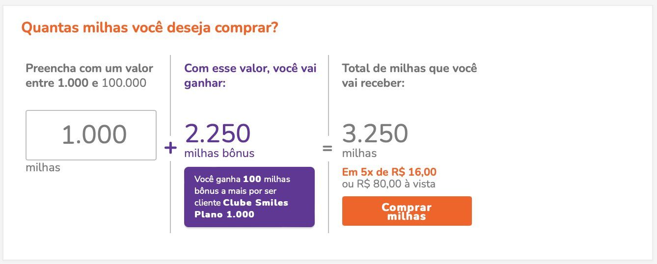 Compra Milhas Bônus Smiles