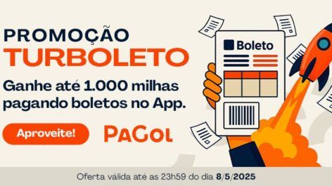 Voltou! PaGol oferece até 1.000 milhas em pagamento de boleto