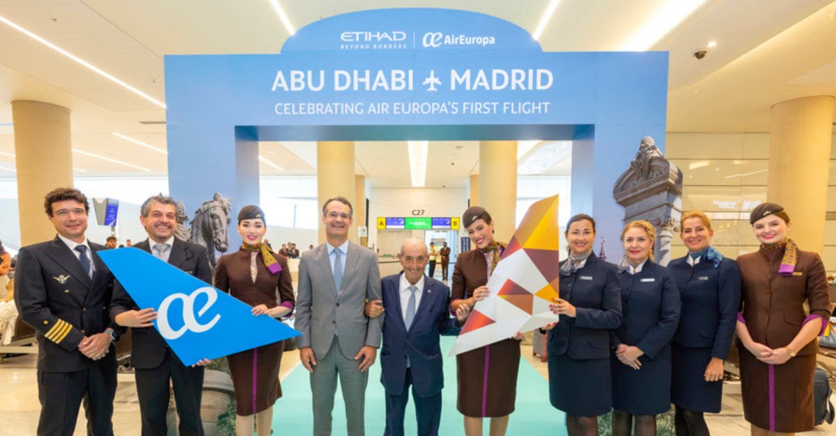 Air Europa e Etihad celebram início de voos entre Madri e Abu Dhabi em esquema wet-lease