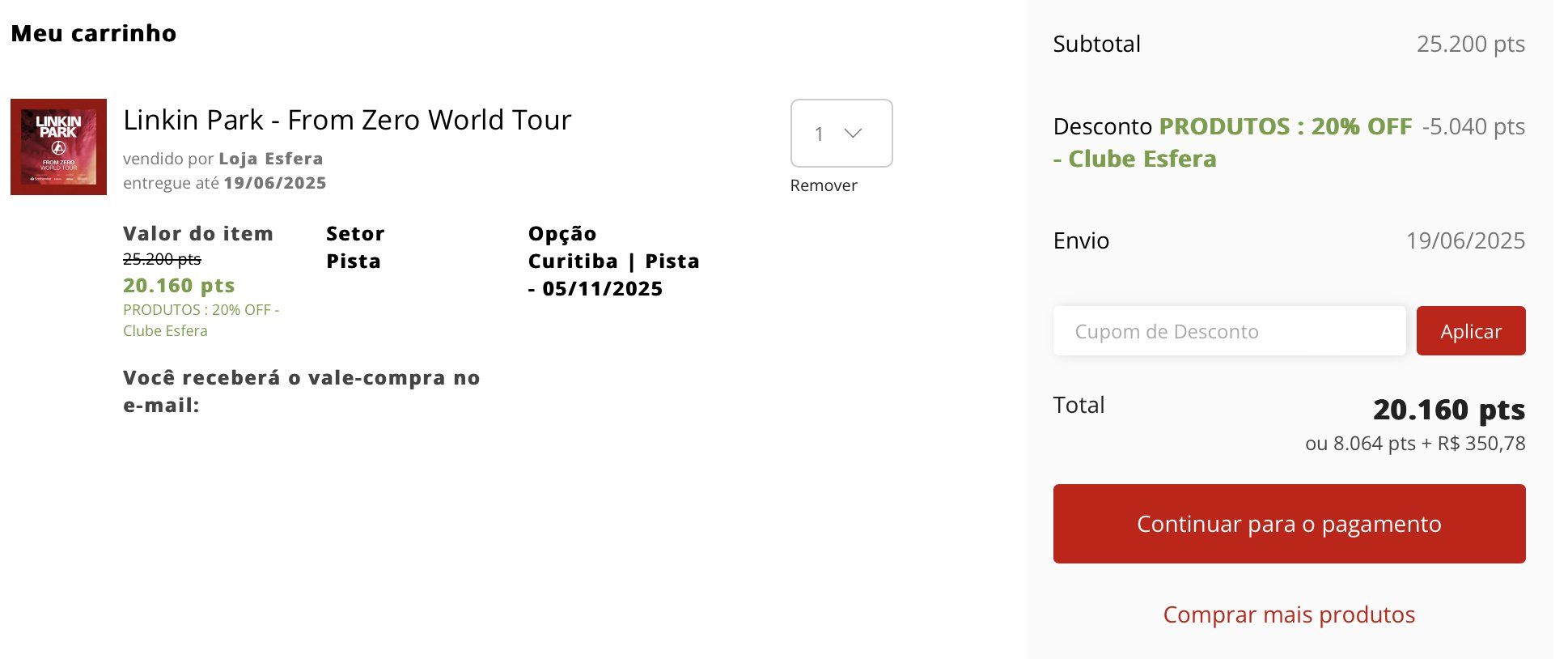 Clube Esfera descontos