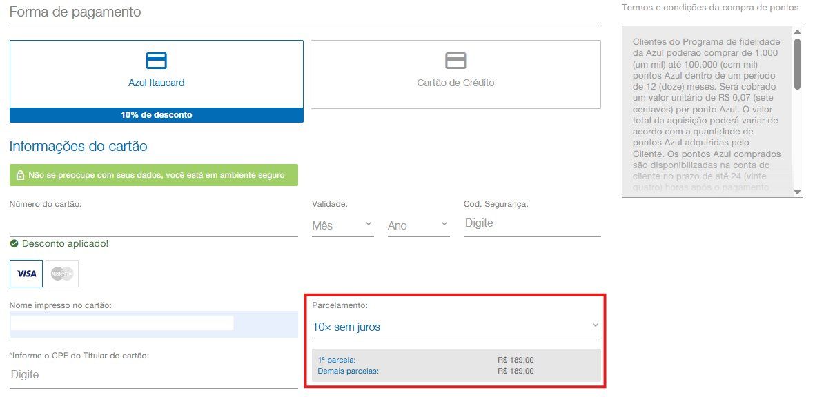 Compra Pontos Azul Desconto