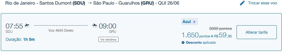 Azul passagens nacionais pontos