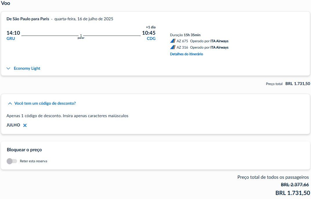 ITA Airways desconto