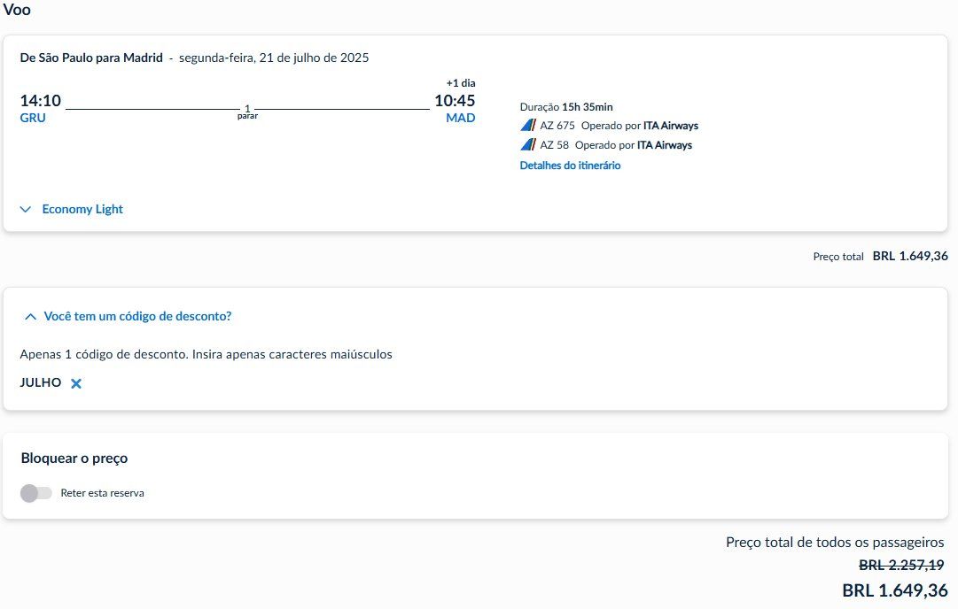 ITA Airways desconto