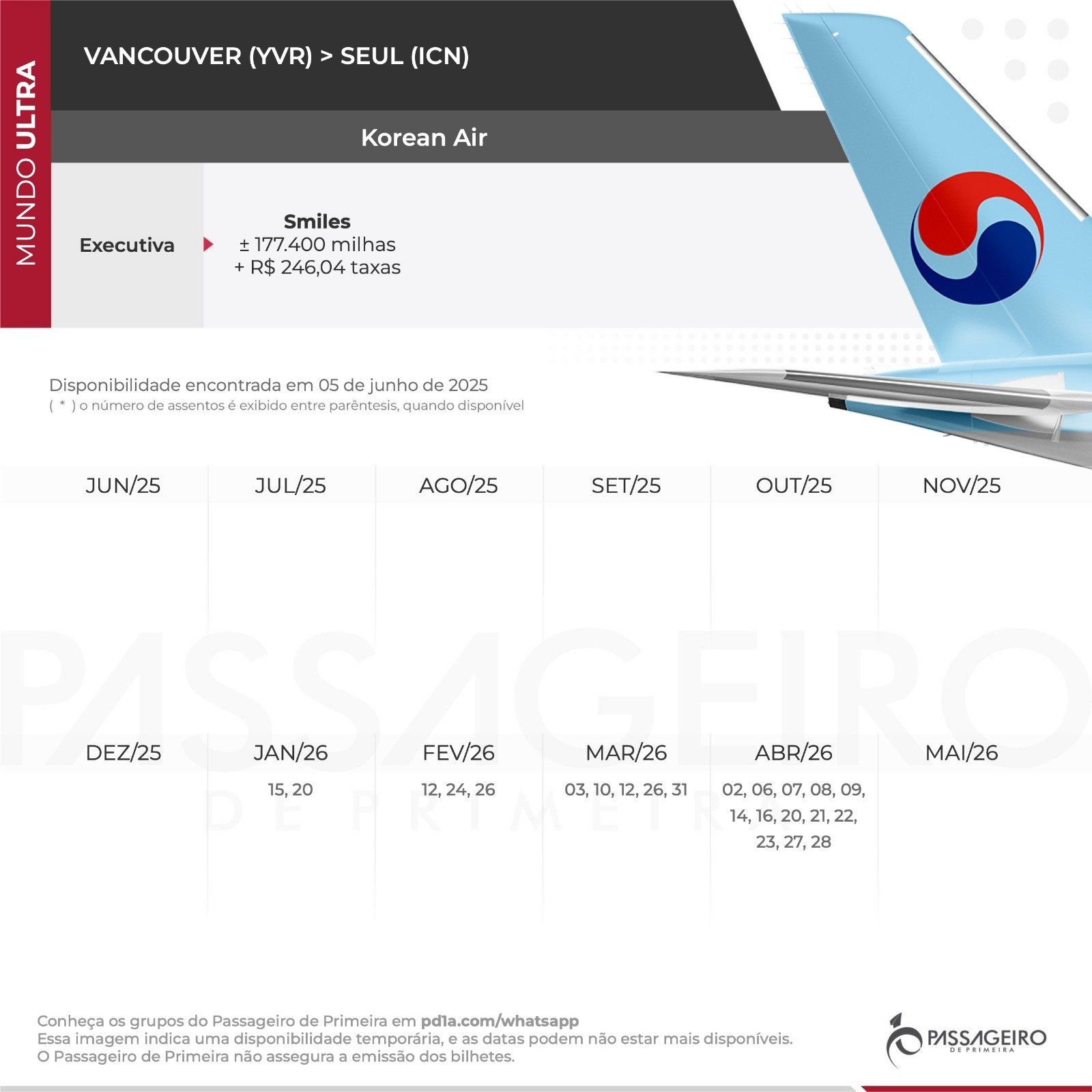 Executiva Vancouver Seul Korean Air