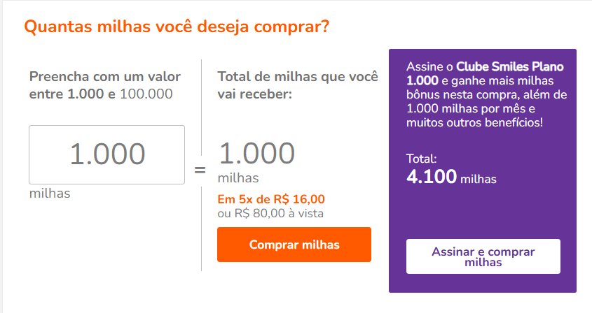 Compra Milhas Bônus Smiles