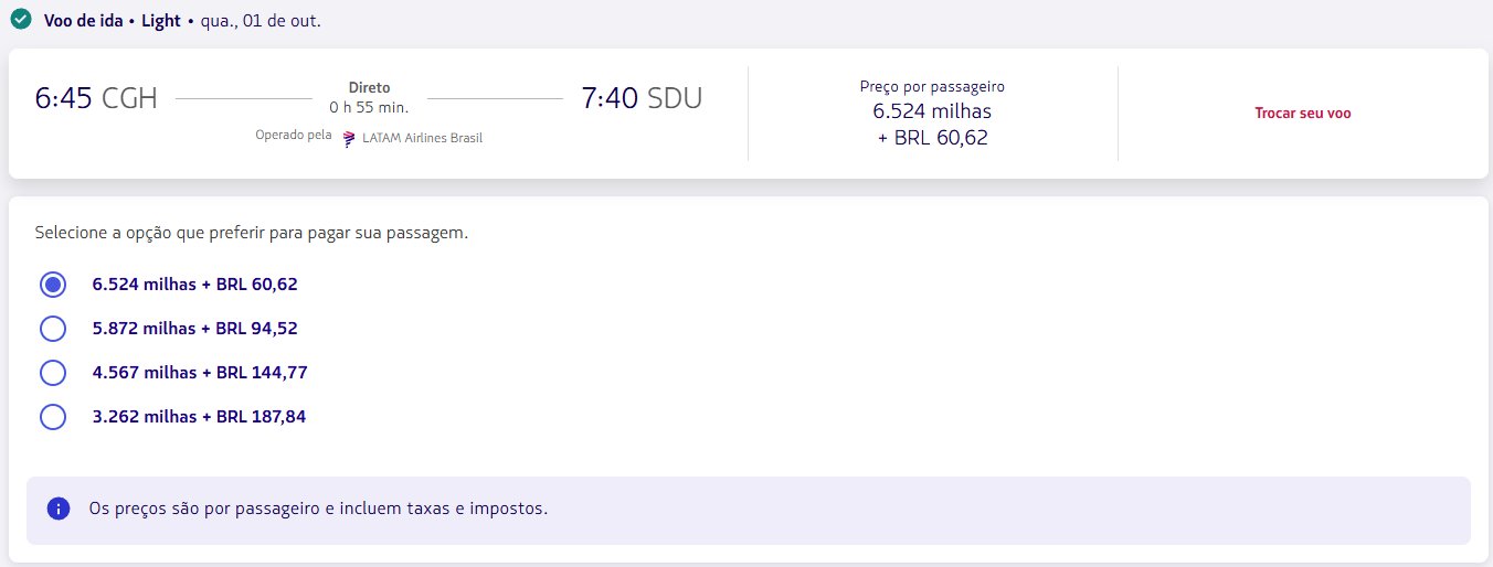Passagens Nacionais LATAM milhas