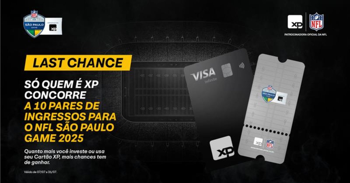 XP vai sortear 10 pares de ingressos para o jogo da NFL em São Paulo