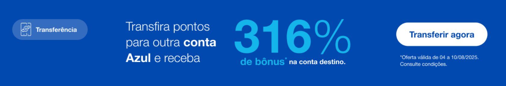 Azul transferência entre contas