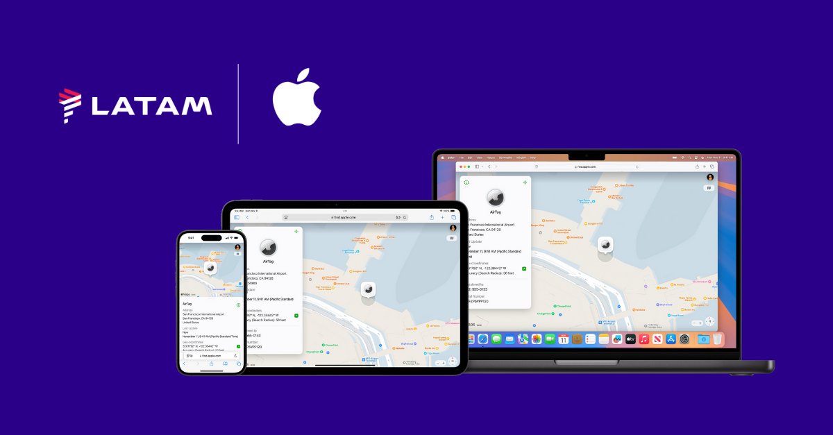 LATAM adota tecnologia da Apple para rastreamento de bagagens