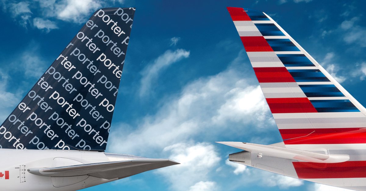 American Airlines e Porter Airlines anunciam codeshare entre EUA e Canadá