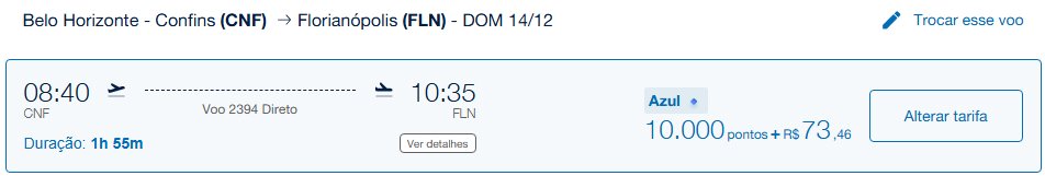 Resgates Azul pontos