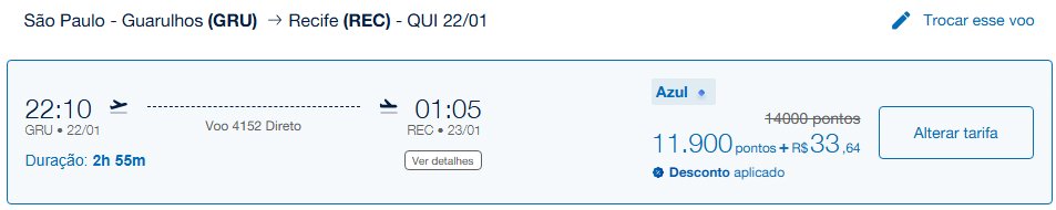 Resgates Azul pontos