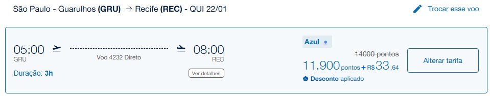 Resgates Azul pontos