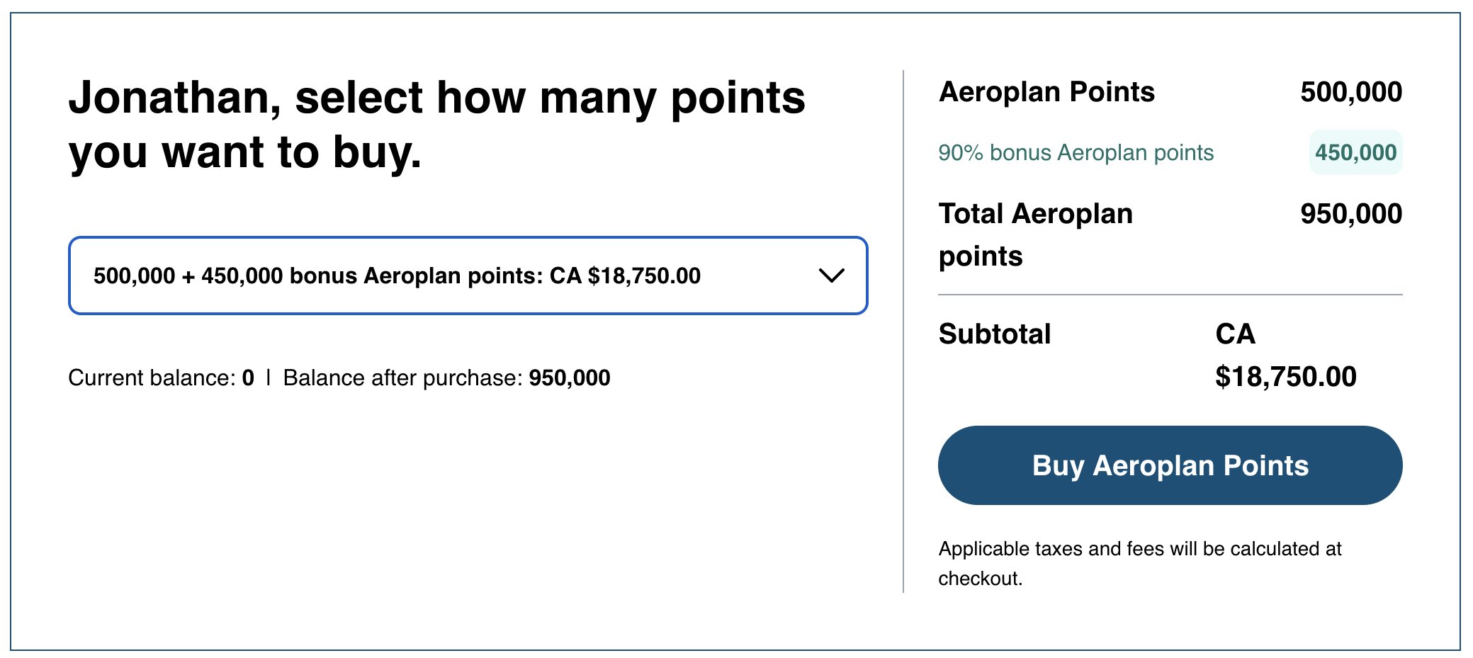 compra pontos Aeroplan