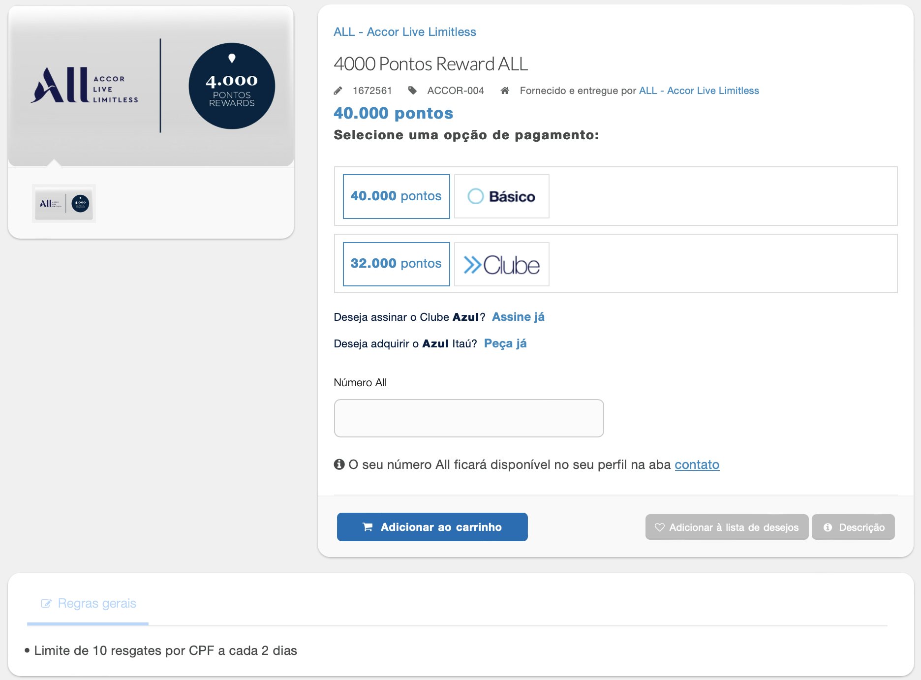 ALL Accor Azul euro