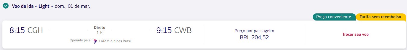 Passagens Nacionais LATAM milhas